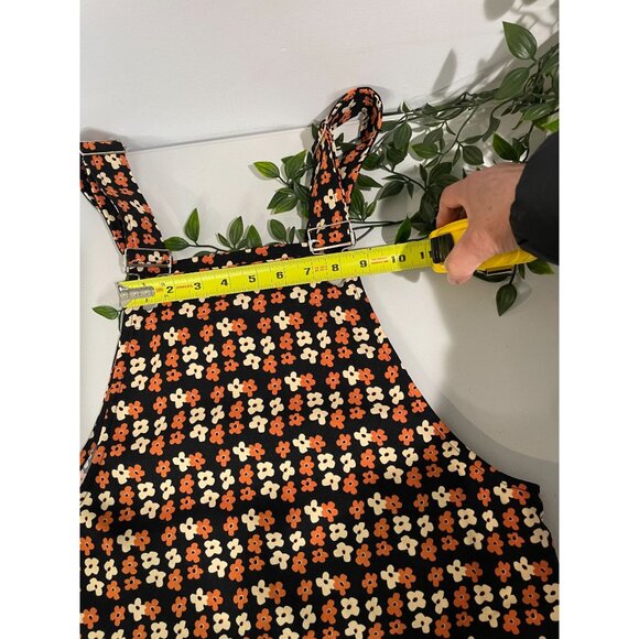 Pink Lily Floral Print Pinafore Dress With Adjustable Straps & Pockets Size S - Picture 9 of 13